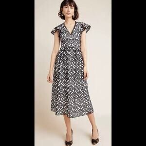 ML Monique Lhuillier Embroidered Swing Dress